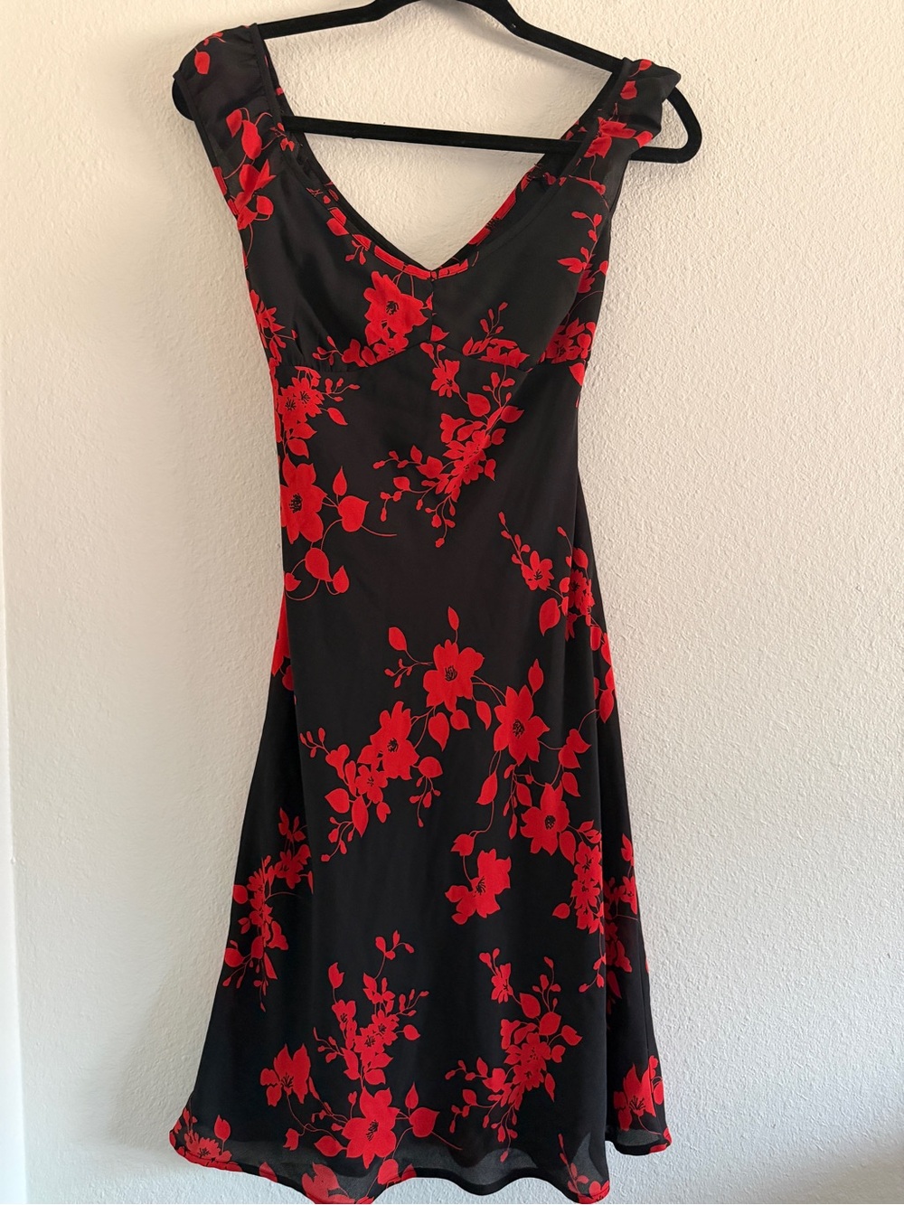 Vintage Jonathan Martin Dress Black Red Floral Babydoll Y2K Grunge Goth